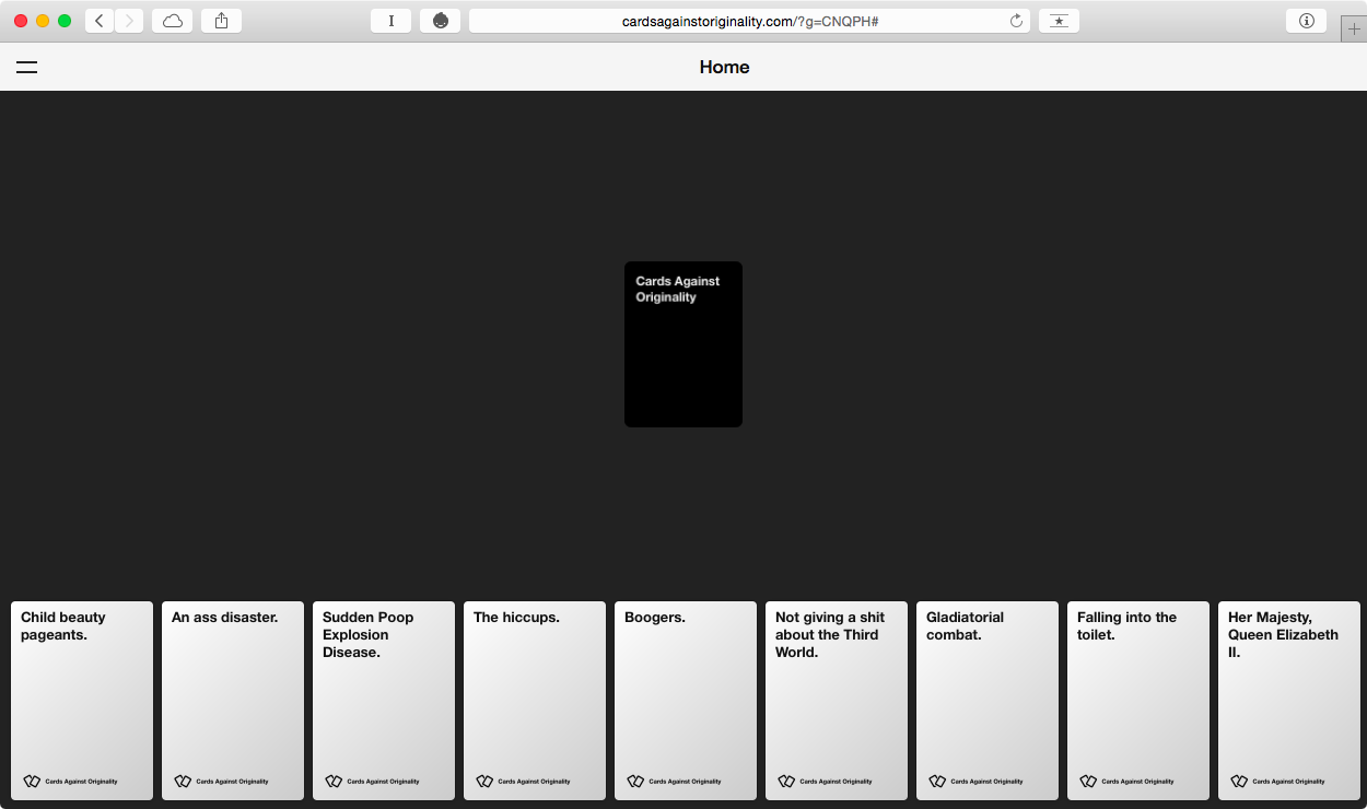 Cards Against Humanity' su browser - bicyclemind